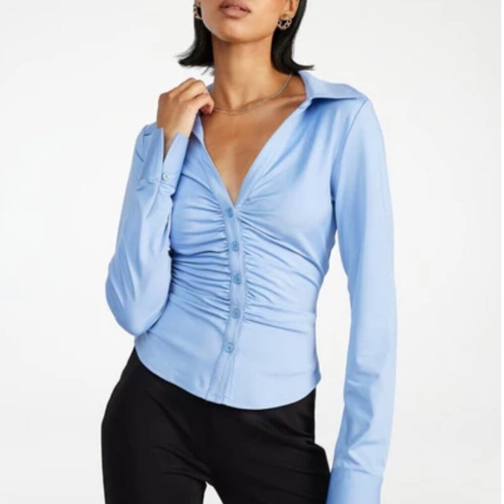 Ruched Front Long Sleeve Top
